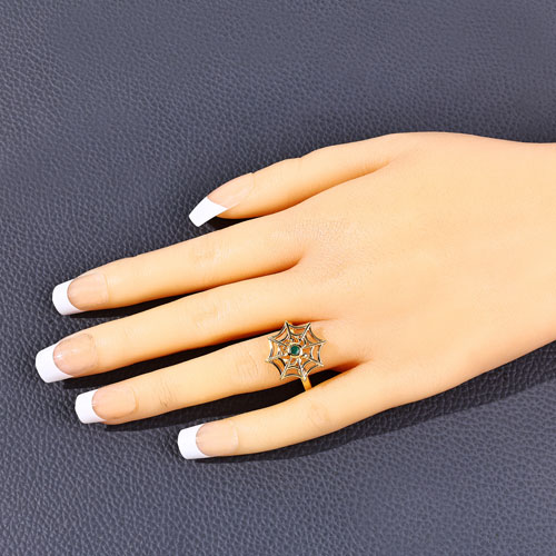 0.10 Carat Genuine Emerald .925 Sterling Silver Ring