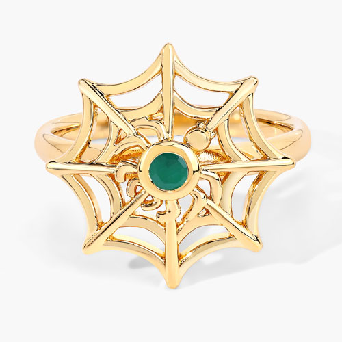 0.10 Carat Genuine Emerald .925 Sterling Silver Ring