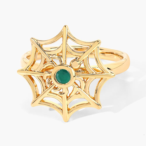 0.10 Carat Genuine Emerald .925 Sterling Silver Ring
