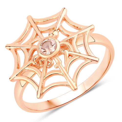 Rings-0.09 Carat Genuine Morganite .925 Sterling Silver Ring