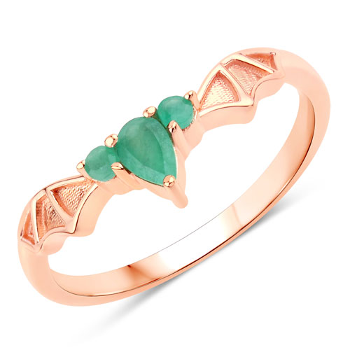 Emerald-0.29 Carat Genuine Emerald .925 Sterling Silver Ring