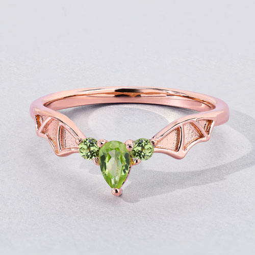 0.29 Carat Genuine Peridot .925 Sterling Silver Ring