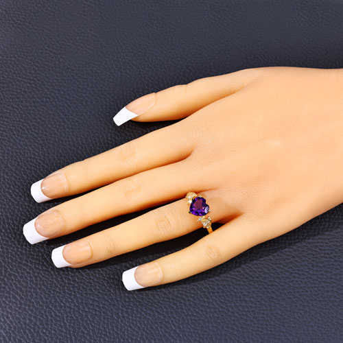 1.52 Carat Genuine Amethyst and White Topaz .925 Sterling Silver Ring