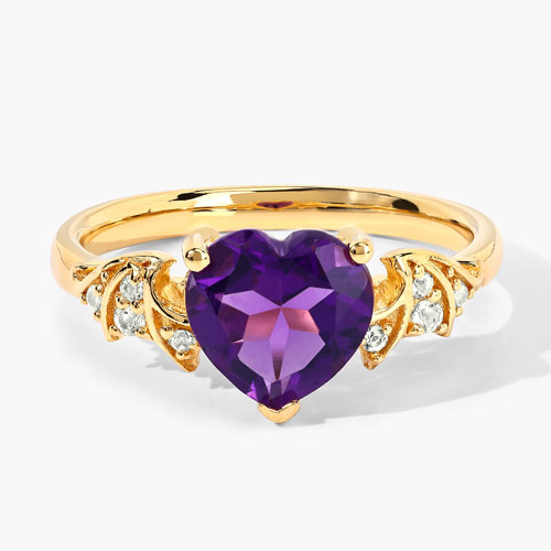 1.52 Carat Genuine Amethyst and White Topaz .925 Sterling Silver Ring