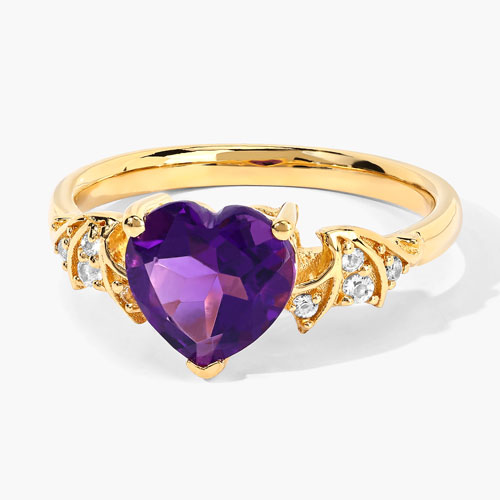 1.52 Carat Genuine Amethyst and White Topaz .925 Sterling Silver Ring