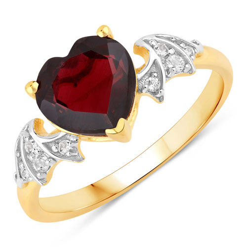 Garnet-2.31 Carat Genuine Garnet and White Topaz .925 Sterling Silver Ring