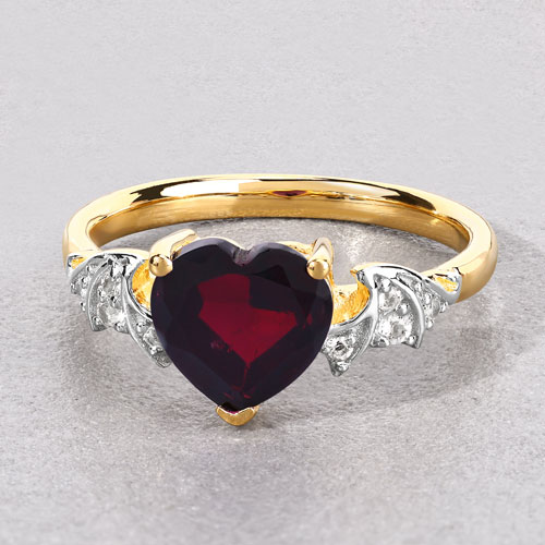 2.31 Carat Genuine Garnet and White Topaz .925 Sterling Silver Ring