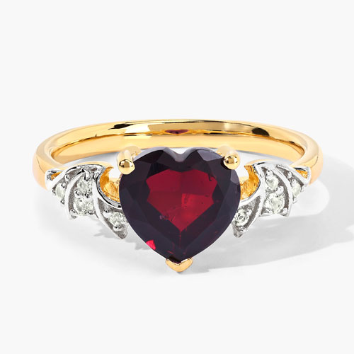 2.31 Carat Genuine Garnet and White Topaz .925 Sterling Silver Ring