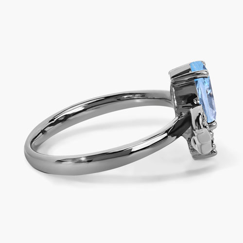 1.32 Carat Genuine Blue Topaz and Black Spinel .925 Sterling Silver Ring