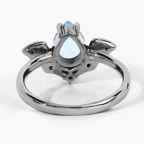 1.32 Carat Genuine Blue Topaz and Black Spinel .925 Sterling Silver Ring
