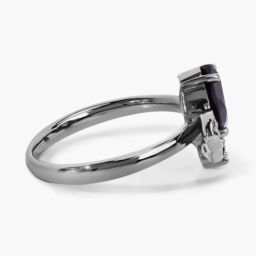 1.47 Carat Genuine Garnet and Black Spinel .925 Sterling Silver Ring