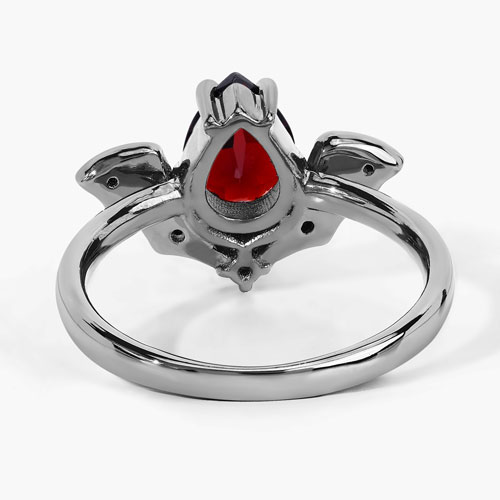 1.47 Carat Genuine Garnet and Black Spinel .925 Sterling Silver Ring
