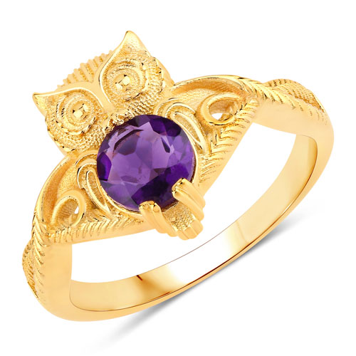 Amethyst-0.73 Carat Genuine Amethyst .925 Sterling Silver Ring