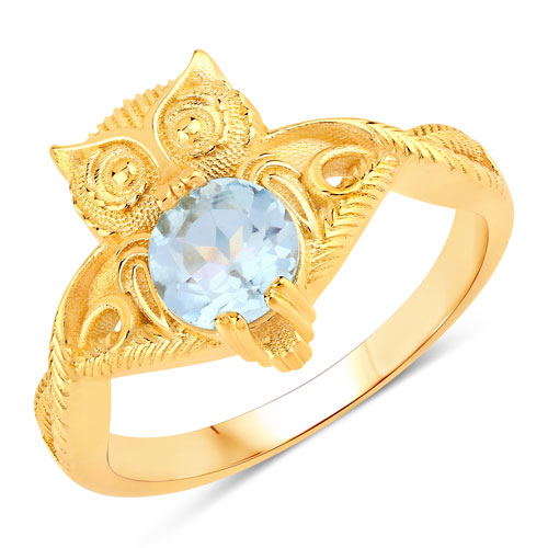 Rings-1.05 Carat Genuine Blue Topaz .925 Sterling Silver Ring