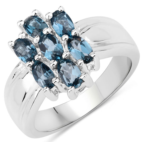 Rings-1.89 Carat Genuine London Blue Topaz .925 Sterling Silver Ring