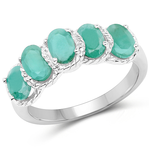 Emerald-2.20 Carat Genuine Emerald .925 Sterling Silver Ring