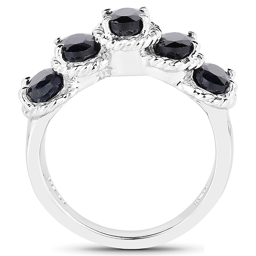2.75 Carat Genuine Black Sapphire .925 Sterling Silver Ring