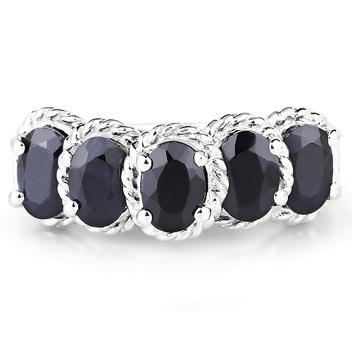 2.75 Carat Genuine Black Sapphire .925 Sterling Silver Ring