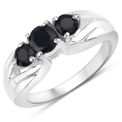 Sapphire-1.26 Carat Genuine Black Sapphire .925 Sterling Silver Ring