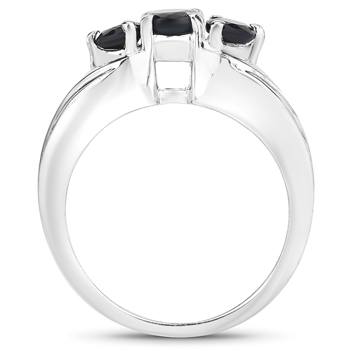1.26 Carat Genuine Black Sapphire .925 Sterling Silver Ring