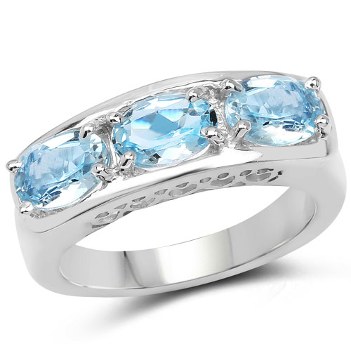 Rings-2.85 Carat Genuine Blue Topaz .925 Sterling Silver Ring