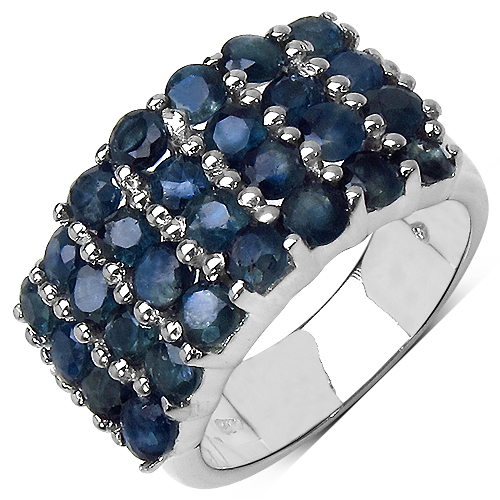 Sapphire-3.64 Carat Genuine Blue Sapphire .925 Sterling Silver Ring