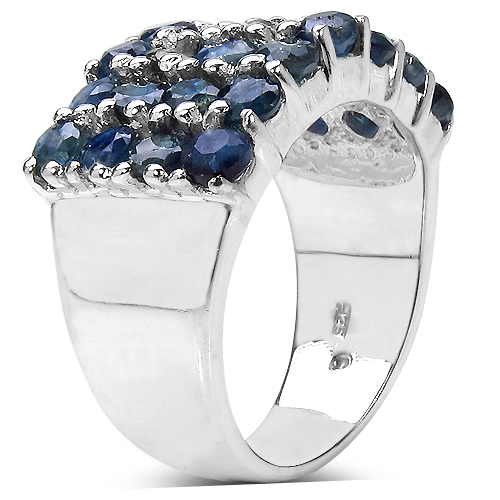 3.64 Carat Genuine Blue Sapphire .925 Sterling Silver Ring