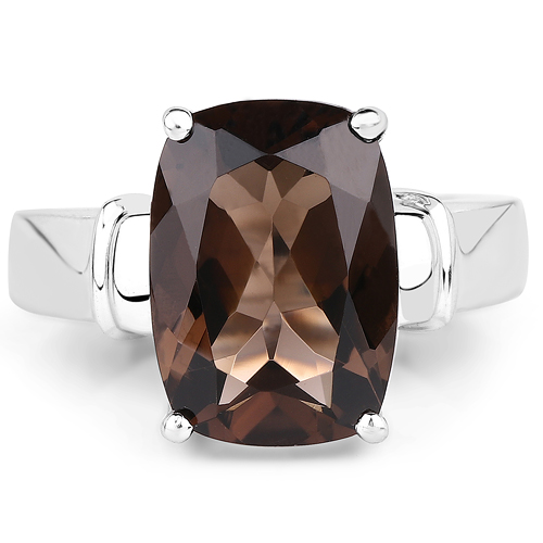 6.40 Carat Genuine Smoky Quartz .925 Sterling Silver Ring