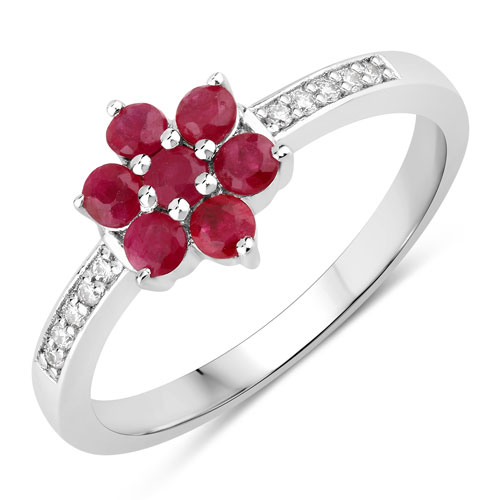 Ruby-0.55 Carat Genuine Mozambique Ruby and Lab Grown Diamond .925 Sterling Silver Ring