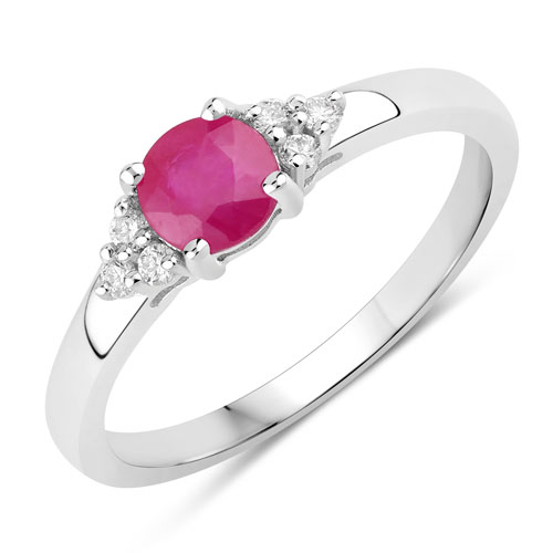 Ruby-0.64 Carat Genuine Mozambique Ruby and Lab Grown Diamond .925 Sterling Silver Ring