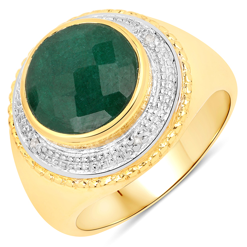 Emerald-4.42 Carat Dyed Emerald .925 Sterling Silver Ring