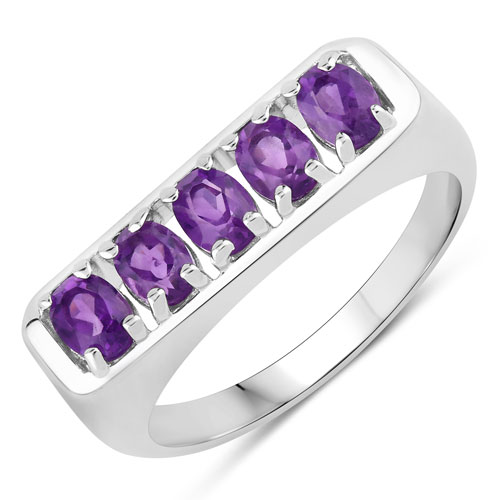 Amethyst-0.80 Carat Genuine Amethyst .925 Sterling Silver Ring