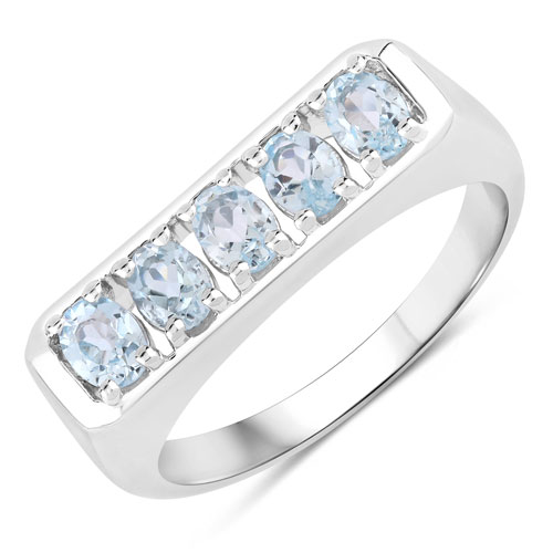 Rings-0.95 Carat Genuine Blue Topaz .925 Sterling Silver Ring
