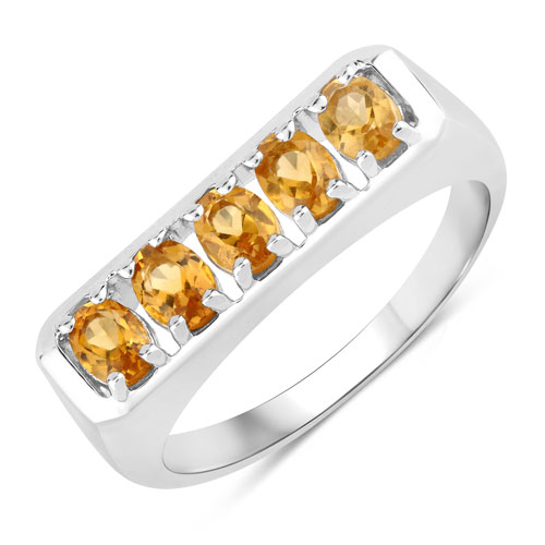 Citrine-0.80 Carat Genuine Citrine .925 Sterling Silver Ring
