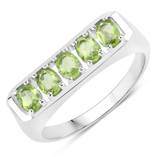 Peridot-0.85 Carat Genuine Peridot .925 Sterling Silver Ring