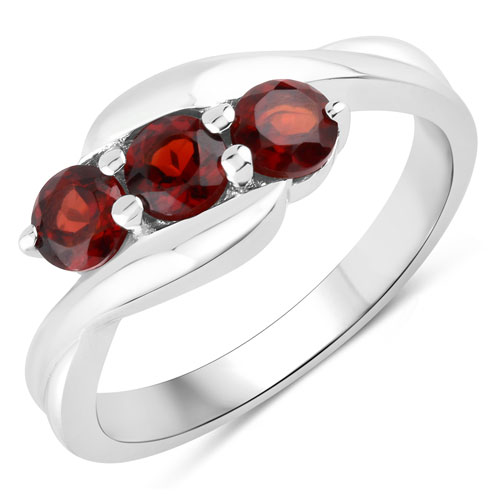 Garnet-0.90 Carat Genuine Garnet .925 Sterling Silver Ring