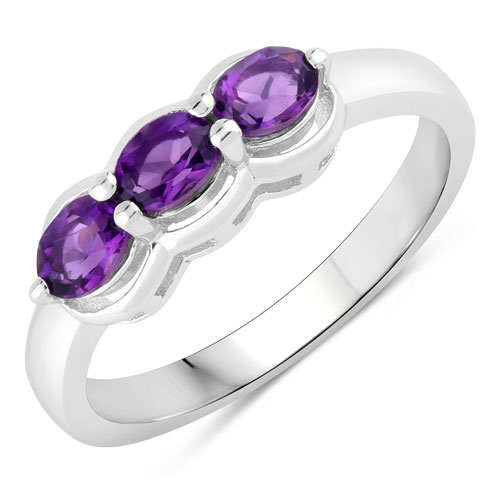 Amethyst-0.48 Carat Genuine Amethyst .925 Sterling Silver Ring
