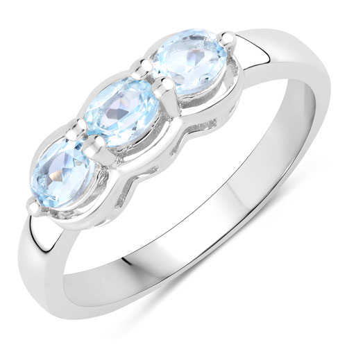 Rings-0.57 Carat Genuine Blue Topaz .925 Sterling Silver Ring