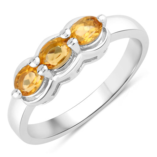 Citrine-0.48 Carat Genuine Citrine .925 Sterling Silver Ring