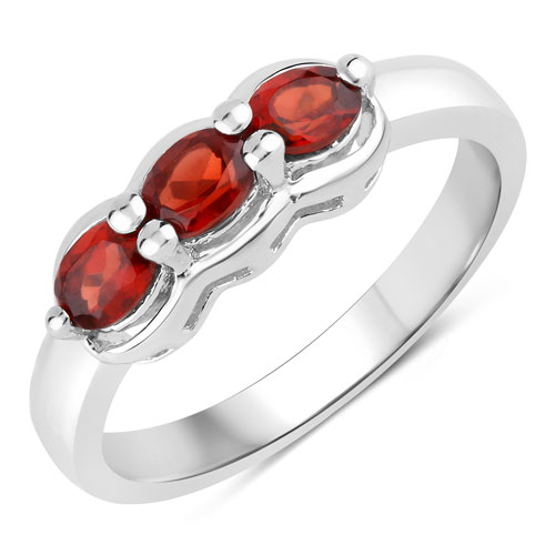 Garnet-0.60 Carat Genuine Garnet .925 Sterling Silver Ring