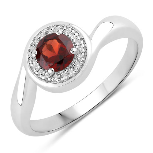 Garnet-0.67 Carat Genuine Garnet and Created White Sapphire .925 Sterling Silver Ring