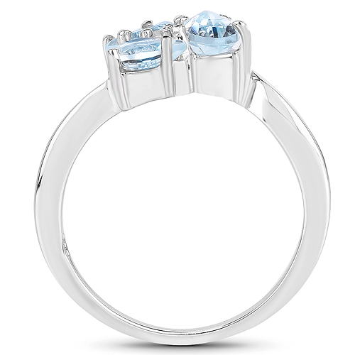 1.46 Carat Genuine Blue Topaz and White Diamond .925 Sterling Silver Ring