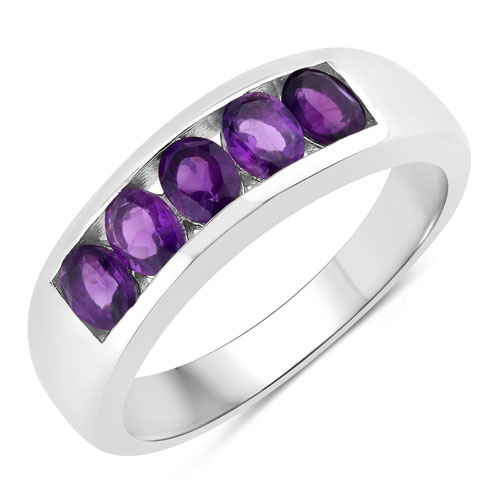 Amethyst-0.80 Carat Genuine Amethyst .925 Sterling Silver Ring