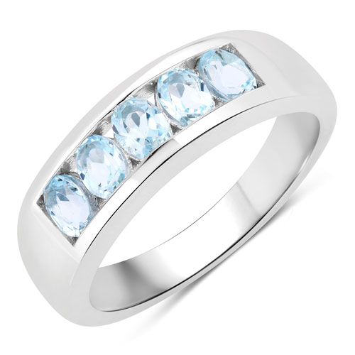 Rings-0.95 Carat Genuine Blue Topaz .925 Sterling Silver Ring