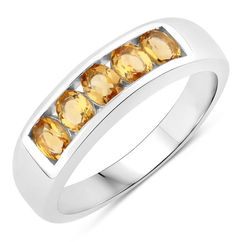 Citrine-0.80 Carat Genuine Citrine .925 Sterling Silver Ring