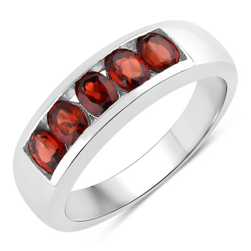 Garnet-1.00 Carat Genuine Garnet .925 Sterling Silver Ring