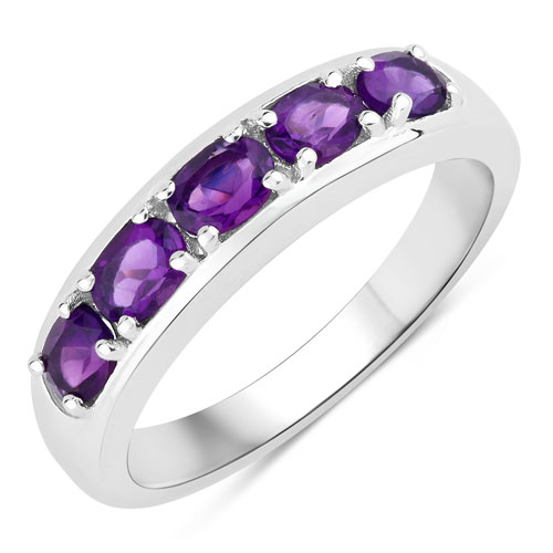 Amethyst-0.80 Carat Genuine Amethyst .925 Sterling Silver Ring