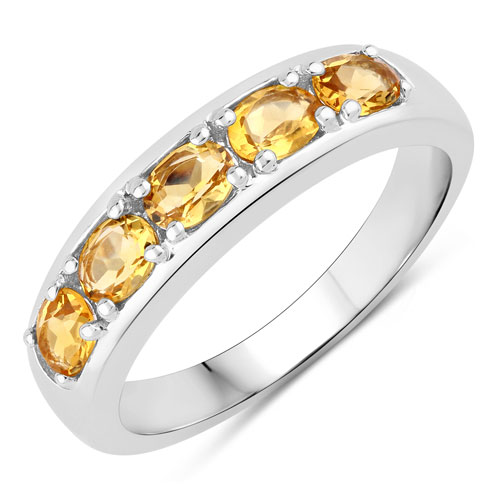 Citrine-0.80 Carat Genuine Citrine .925 Sterling Silver Ring
