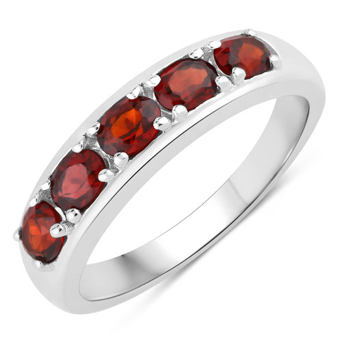 Garnet-1.00 Carat Genuine Garnet .925 Sterling Silver Ring