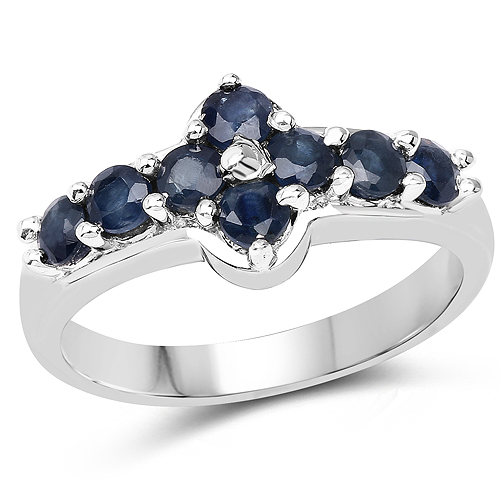 Sapphire-0.96 Carat Genuine Blue Sapphire .925 Sterling Silver Ring
